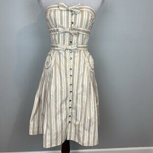 Byron Lars Beauty Mark Dress Size 6 Striped Sweetheart Neckline Strapless